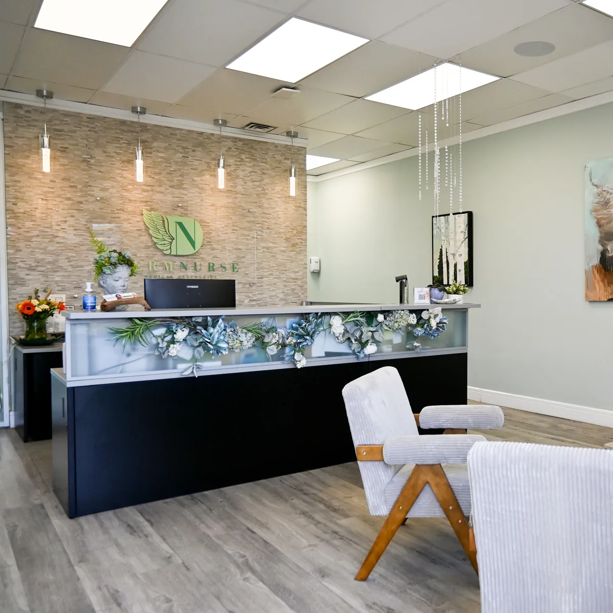The DermNurse front desk and waiting lounge